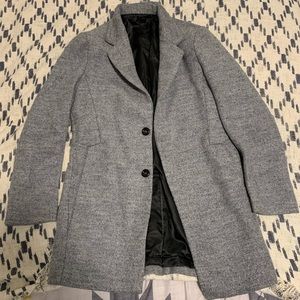 Light grey long winter coat.